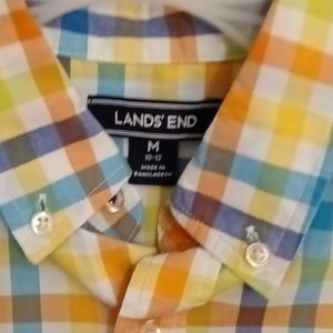 FINAL PRICE NWOT LANDS'END boys multi-colored  plaid l/s shirt SizeM 10/12